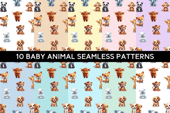 10 Baby Animals Seamless Patterns for Creative and Commercial Projects