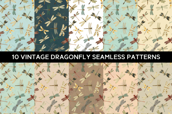 10 Vintage Dragonfly Seamless Patterns: A Timeless Design for Modern Creations