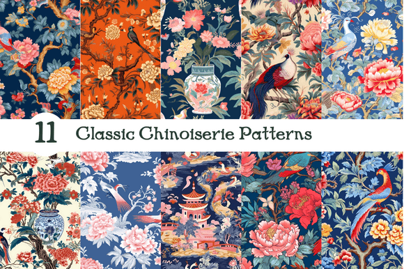 11 Classic Chinoiserie Seamless Patterns