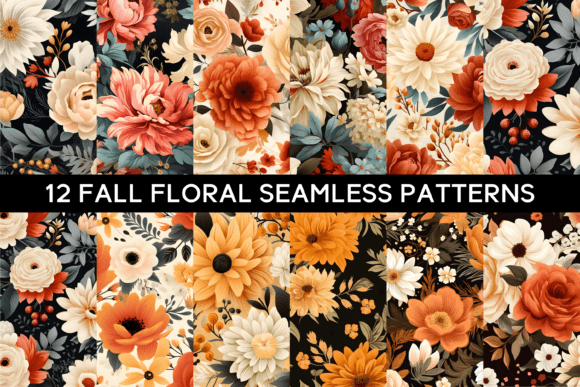 12 Fall Floral Seamless Patterns for Creative and Commercial Use