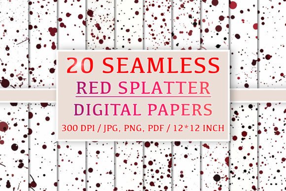 20 Seamless Red Splatter Patterns