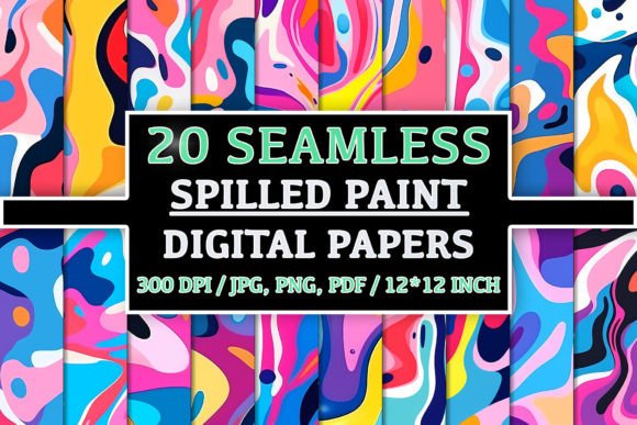 20 Seamless Spilled Paint Patterns for Creative Projects