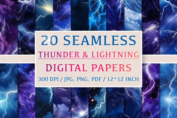 20 Seamless Thunder Lightning Patterns for Creative and Professional Projects