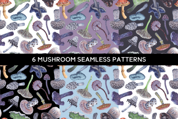 6 Mushroom Seamless Patterns: A Versatile Design Resource for Creative Projects