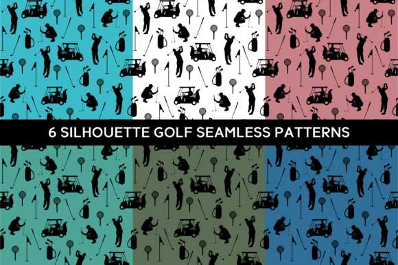6 Silhouette Golf Seamless Patterns