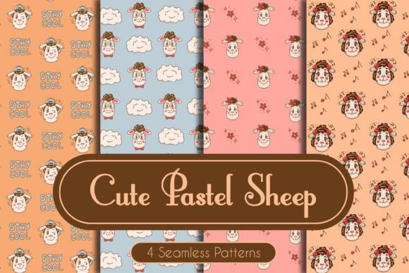 Cute Pastel Sheep Seamless Patterns