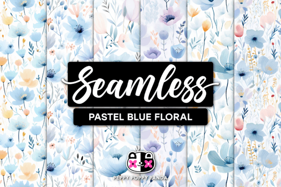 Pastel Blue Floral Seamless Patterns