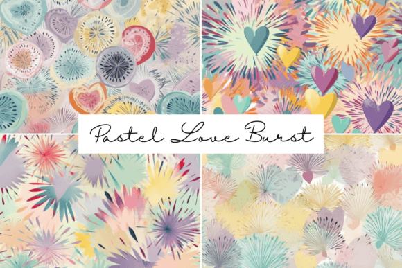 Pastel Love Burst Seamless Patterns