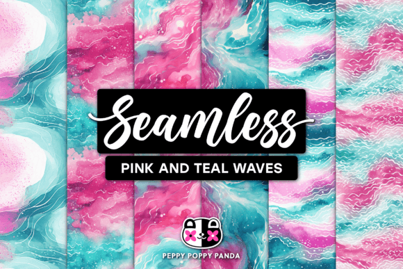 Pink and Teal Waves Seamless Patterns: A Versatile Design Resource for Creative Projects