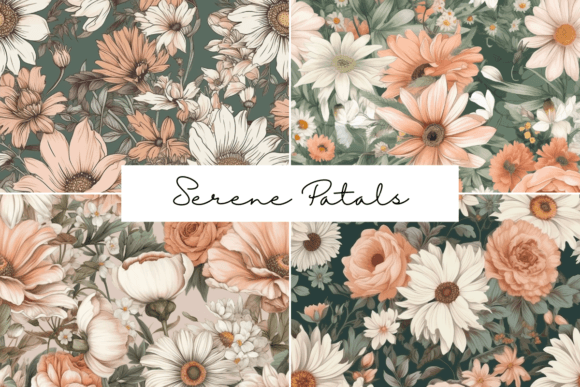 Serene Petal Harmony Seamless Patterns: A Natural Elegance for Design Projects