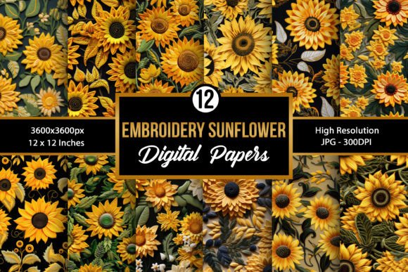 Sunflowers Embroidery Seamless Patterns: A Versatile Digital Asset for Creative Projects