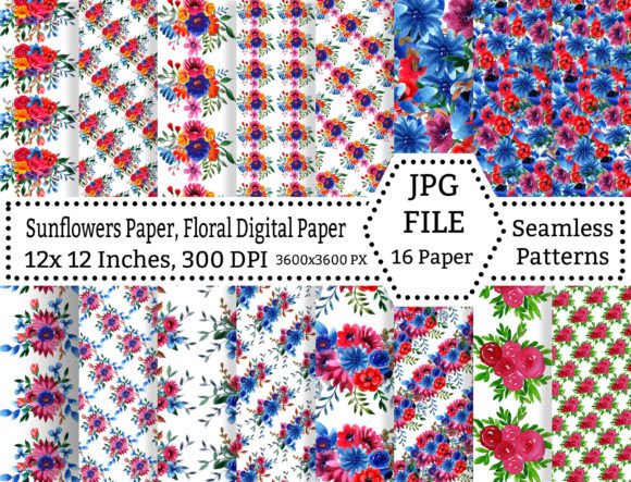 Watercolor Flowers Patterns Collection
