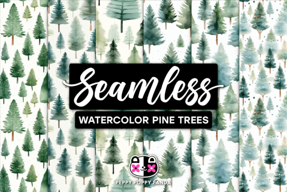 Watercolor Pine Trees Seamless Patterns: A Versatile Design Asset for Modern Creativity