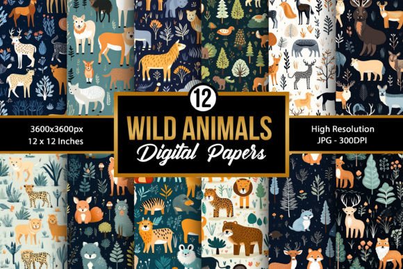 Wild Animals Digital Paper Patterns